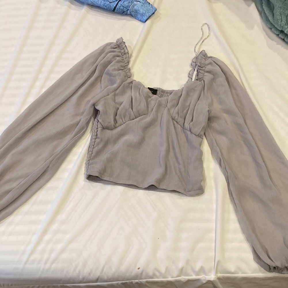 Light Purple puff sleeve crop top